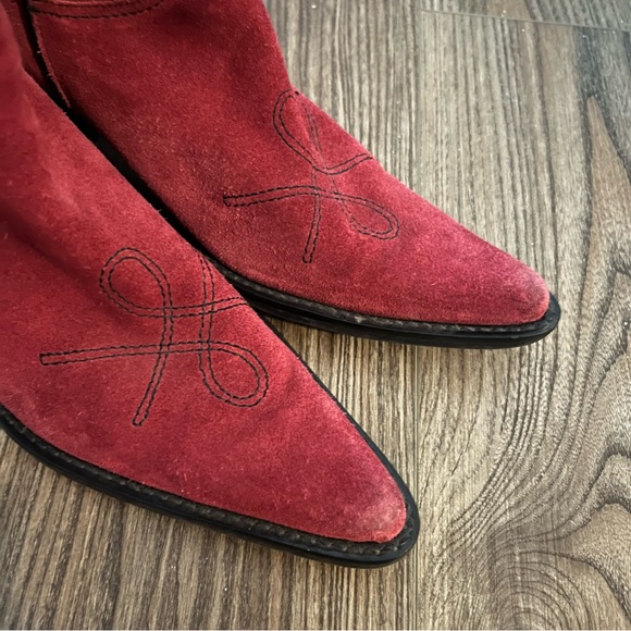 Red Suede Women's Cowgirl Boots 6.5 Franco Sarto - Picture 4 of 9